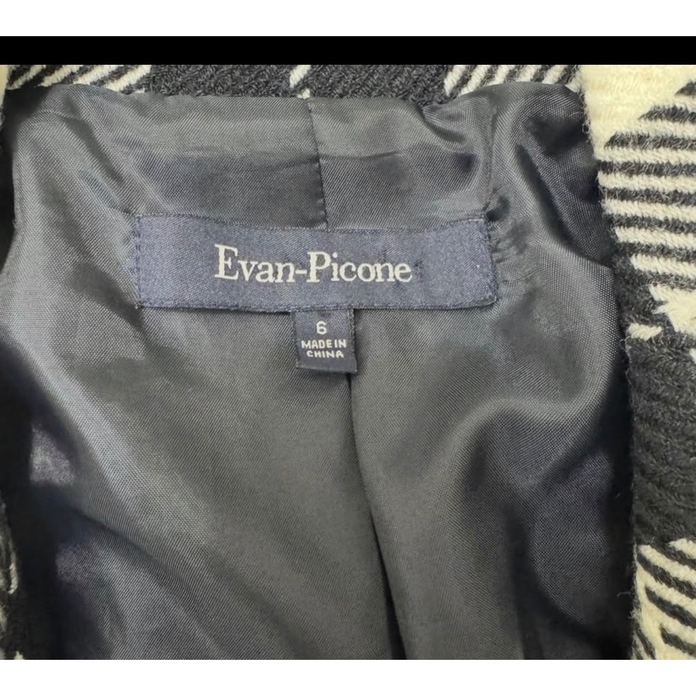 Evan-Picone Womens Black White Plaid Wool Blend Blazer Jacket Size 6 - Picture 5 of 7